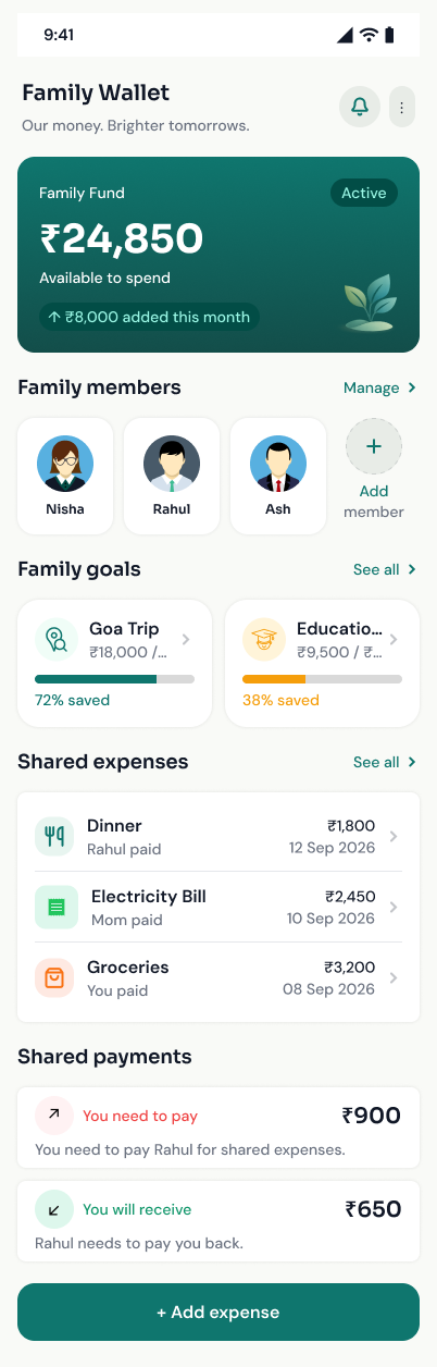 Finora Family Wallet Screen